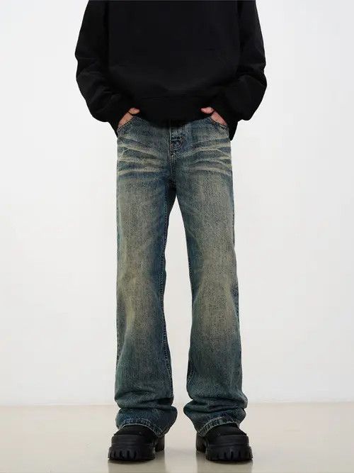 Japanese Brand × Jean Vintage washed distressed straight cleanfit flared jeans Size US 32 / EU 48 - 1 Thumbnail