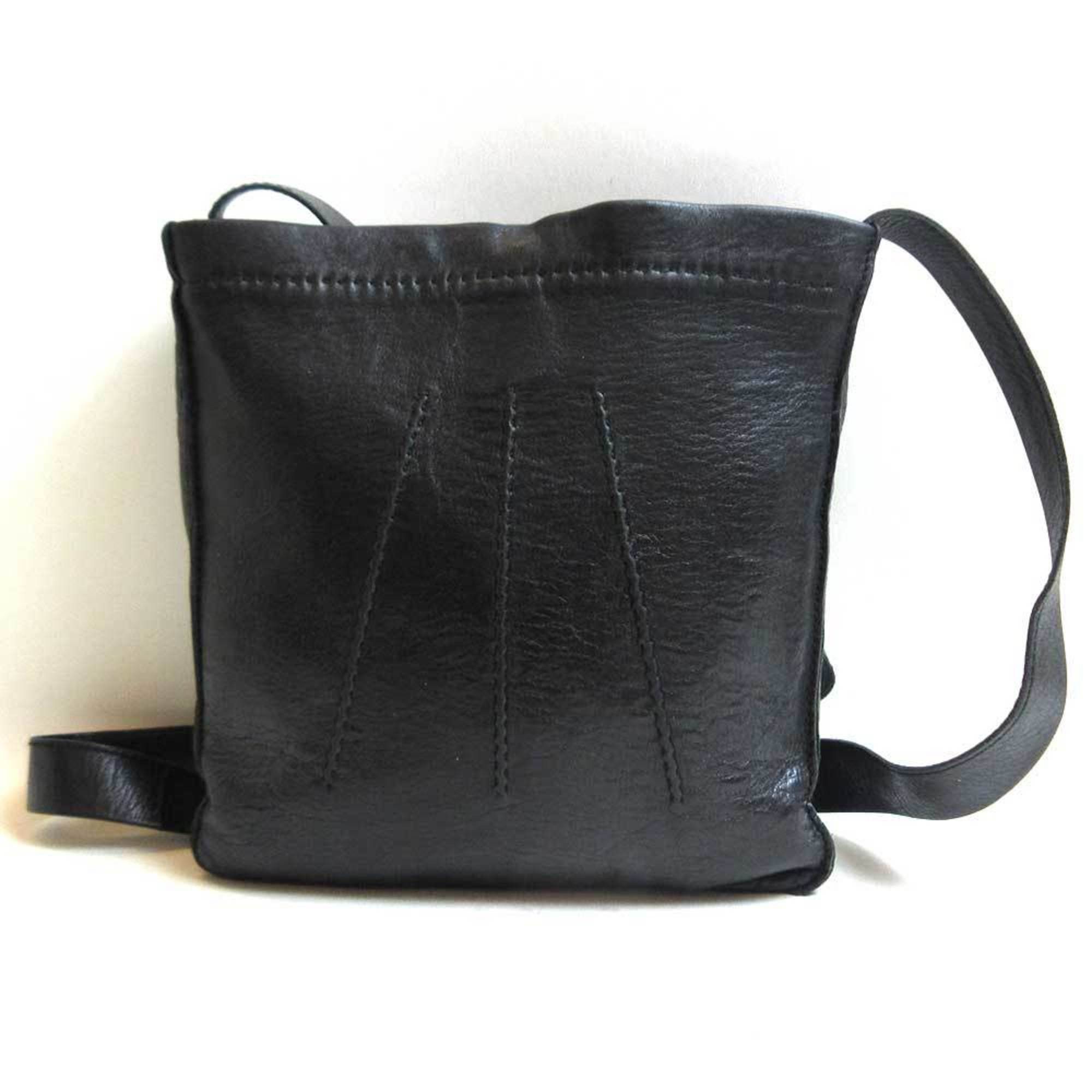 image of Hermes Tudu Black Mini Shoulder Bag Pochette Diagonal Leather, Women's