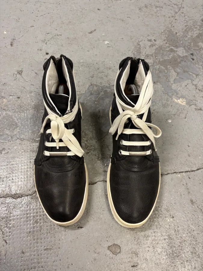 Dior × Vintage SS2010 Dior Kris Van Assche Black Leather Laced Sneakers Boots Size US 7 / EU 40 - 3 Thumbnail
