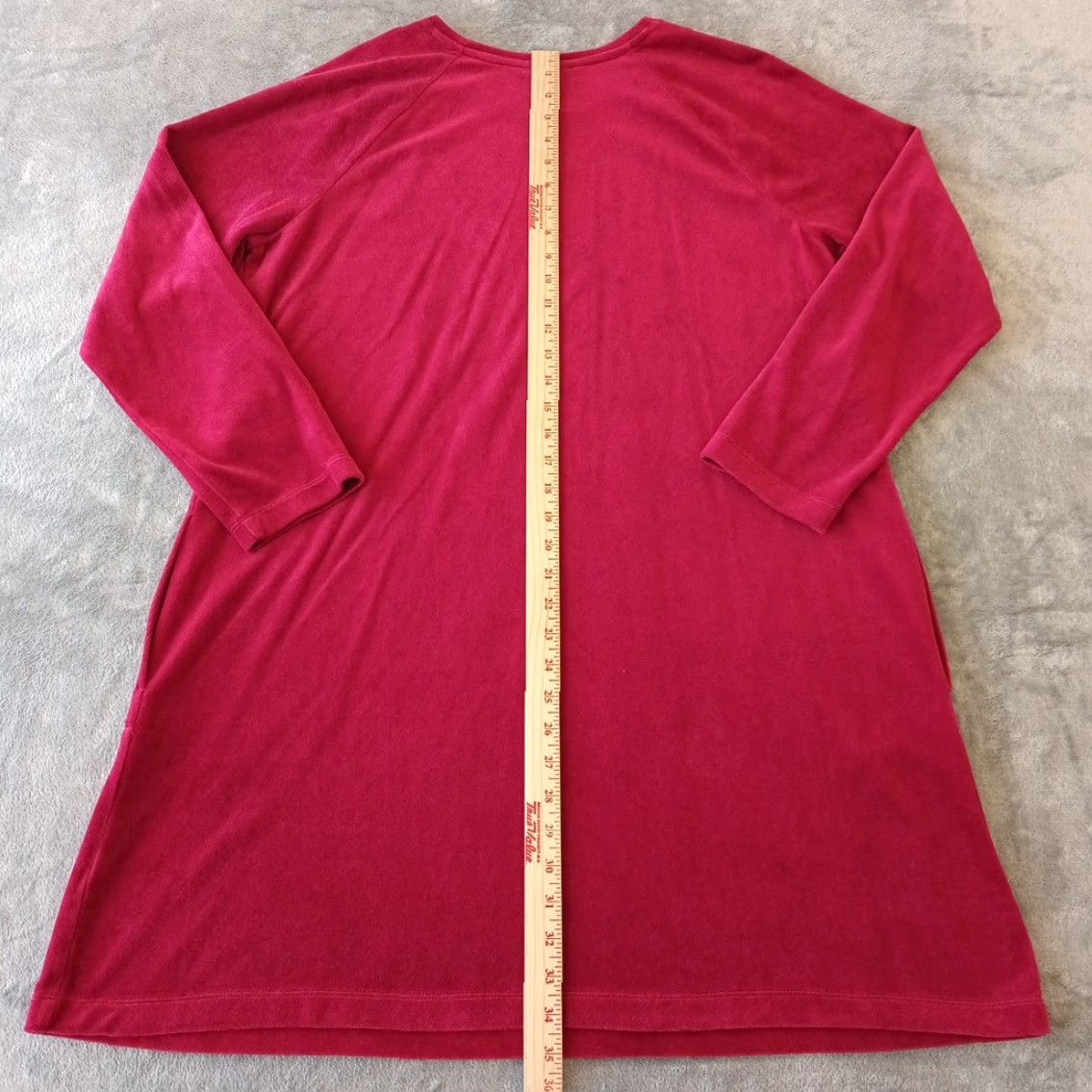 J. Jill J.Jill Shift Dress XL Red Velour Long Sleeve Pockets Knee Length Women Regular Vintage No Dress Size XL / US 12-14 / IT 48-50 - 5 Thumbnail