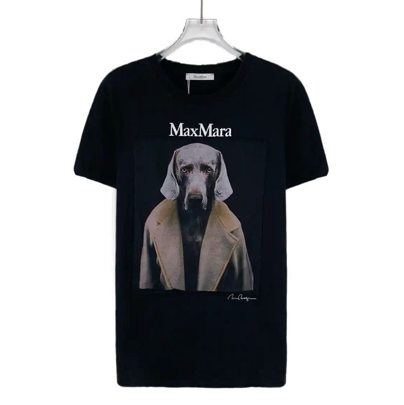 Max Mara MaxMara Black Cotton Graphic T-Shirt 0089 Size XL / US 12-14 / IT 48-50 - 1 Thumbnail