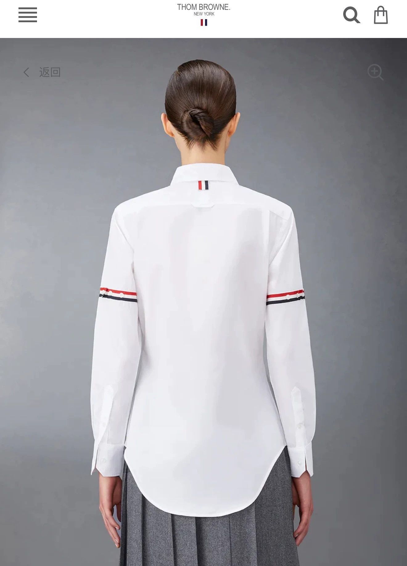 Thom Browne Thom Browne Women's White Double Sleeve Stripes Oxford Shirt Size S / US 4 / IT 40 - 8 Thumbnail