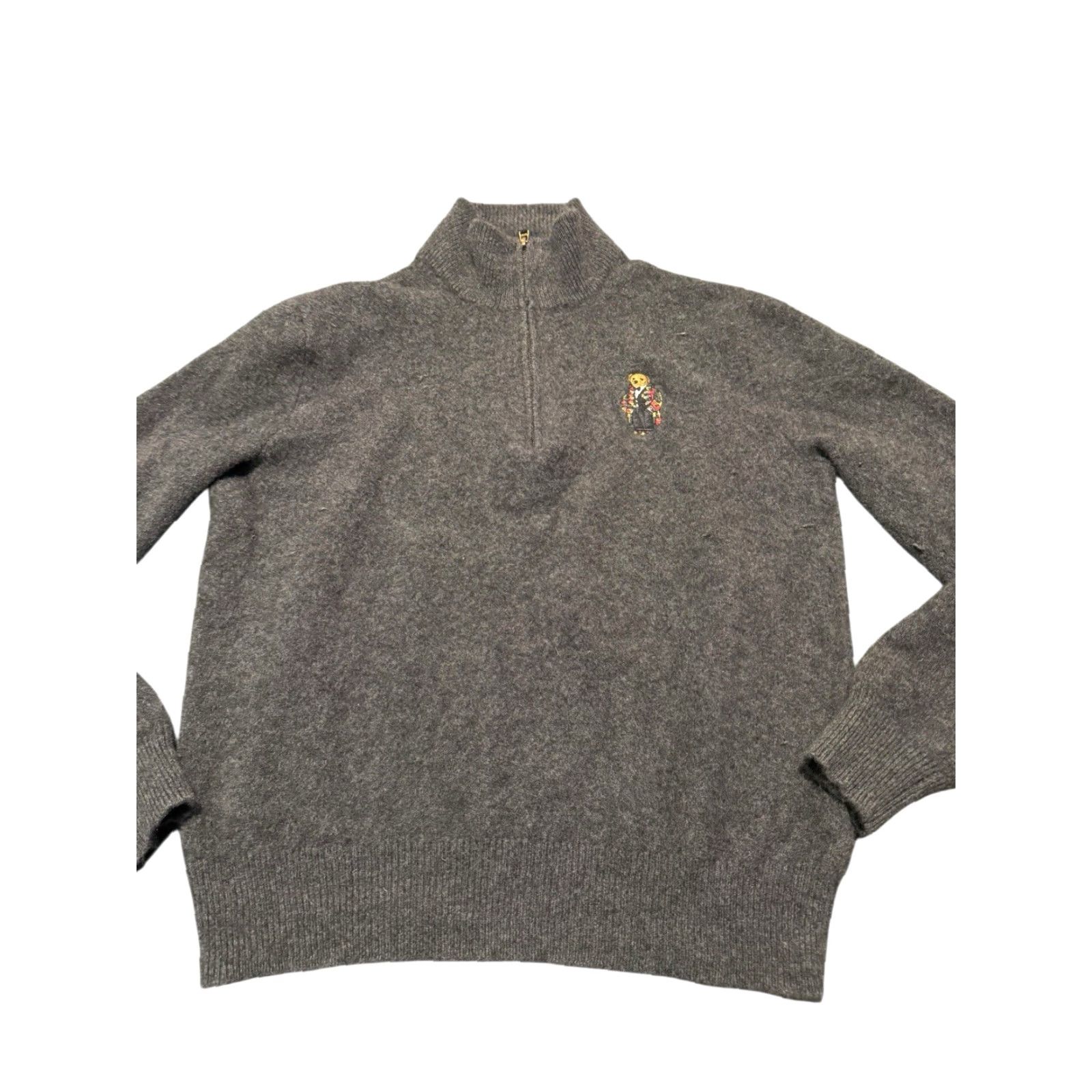 Ralph Lauren VINTAGE Ralph Lauren Polo Bear Sweater Mens L Gray Wool Cashmere Zip Knit Pullover Christmas Winter Tuxedo Tartan Regular Size US L / EU 52-54 / 3 - 6 Thumbnail
