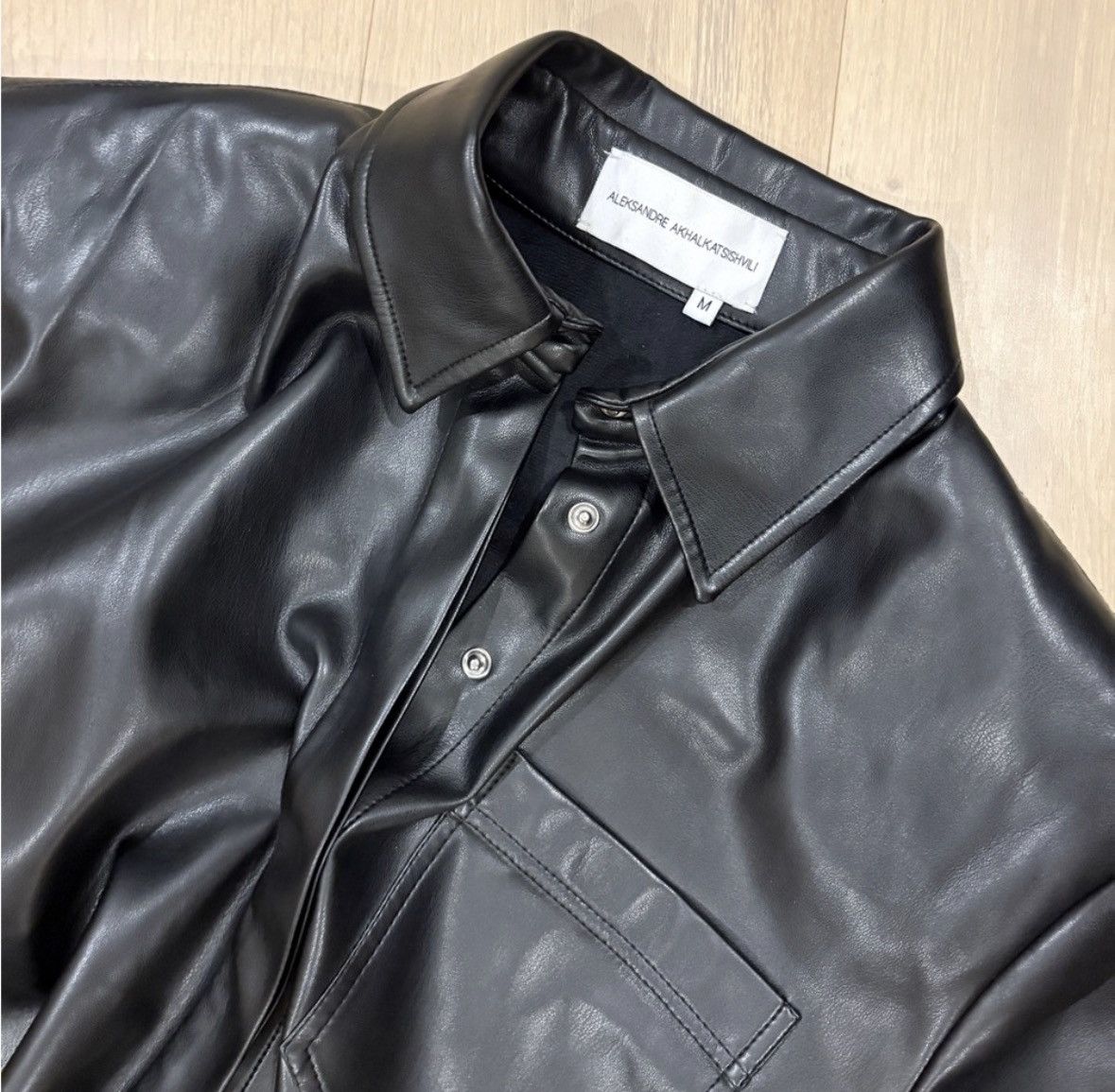 Alexandre Plokhov Aleksandre Akhalkatsishvili Black Vegan Leather Shirt Size US M / EU 48-50 / 2 - 3 Thumbnail