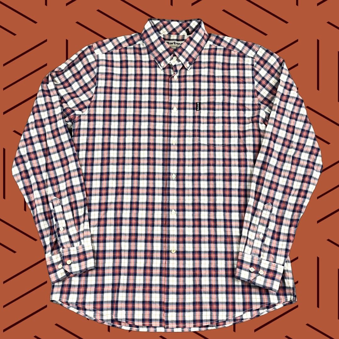 Barbour VINTAGEBARBOUR Shirt Mens Medium Highland Check Red White Blue Button Down Long Sleeve Size US M / EU 48-50 / 2 - 1 Thumbnail