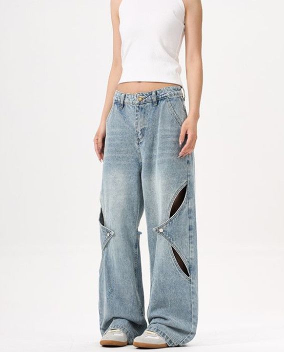 Vintage American-style patchwork baggy ripped jeans for men Size US 32 / EU 48 - 3 Thumbnail