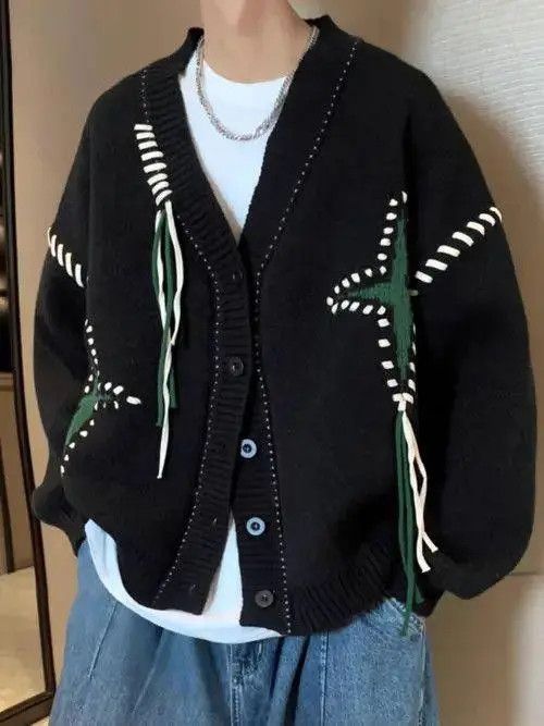 VIBE Black Button Knit Cardigan Sweater Size US M / EU 48-50 / 2 - 7 Thumbnail