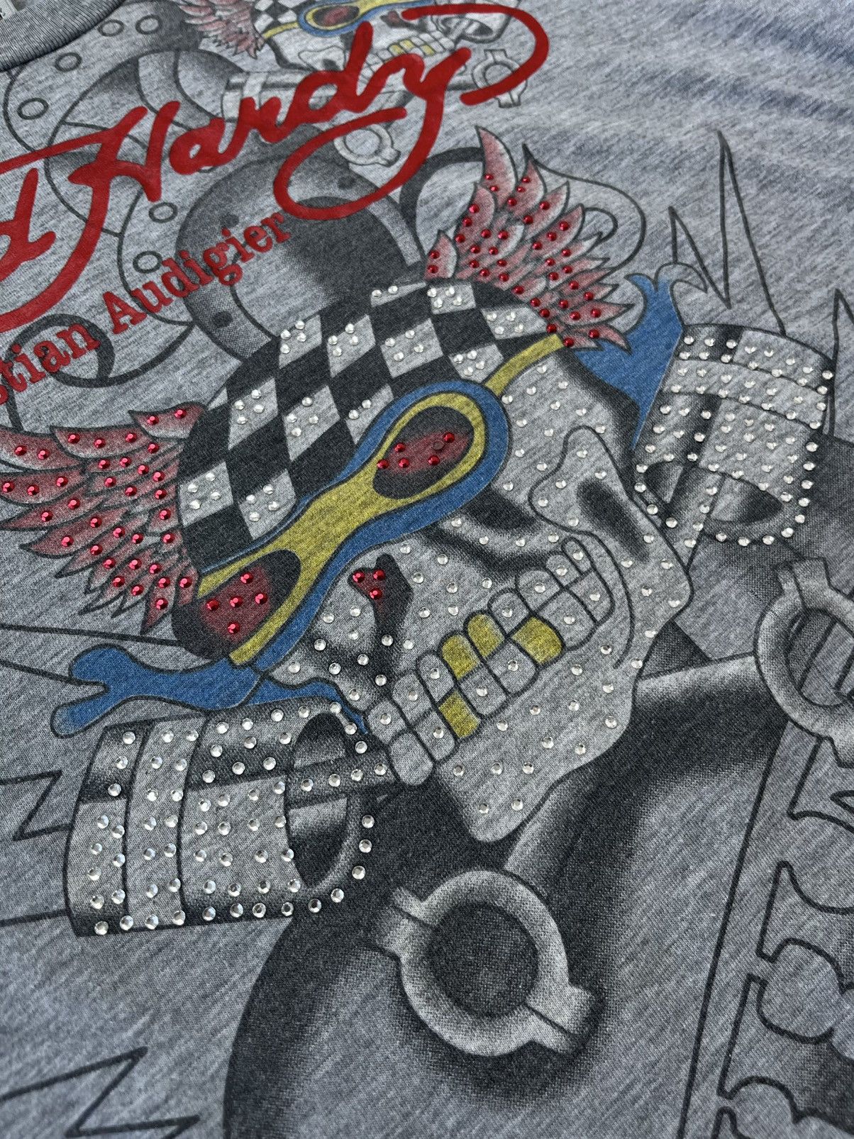 Christian Audigier × Ed Hardy × Japanese Brand Vintage Ed Hardy T-Shirt by Christian Audigier Skull Y2K 90 Size US XXL / EU 58 / 5 - 3 Thumbnail