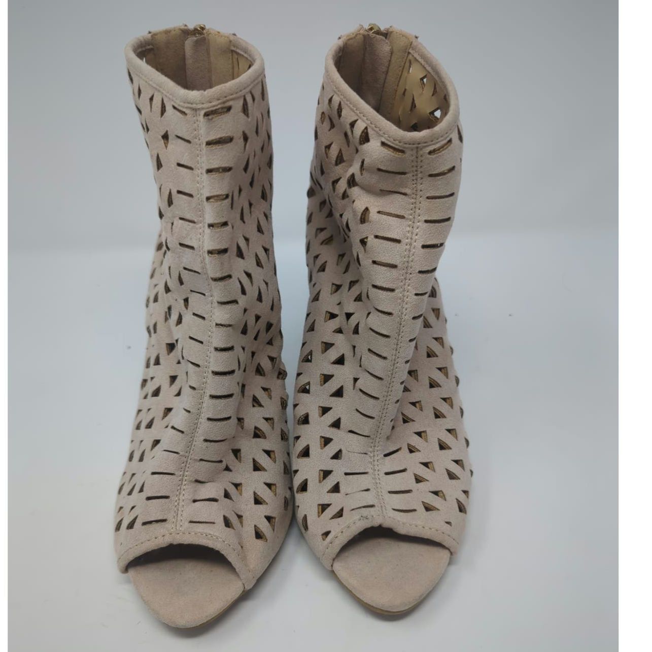 Other Yoki Faux Suede Perforated Heels Beige Booties Womens Size 9 Size US 9 / IT 39 - 3 Thumbnail