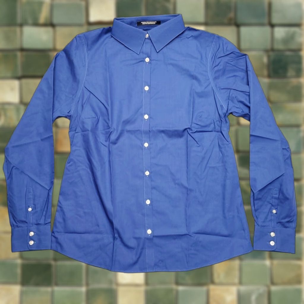 Lands' End VINTAGE Lands End Shirt Womens 10 Cobalt Blue Long Sleeve Wrinkle Free Broadcloth Button-Up Casual Workwear Mens Size L / US 10 / IT 46 - 1 Thumbnail