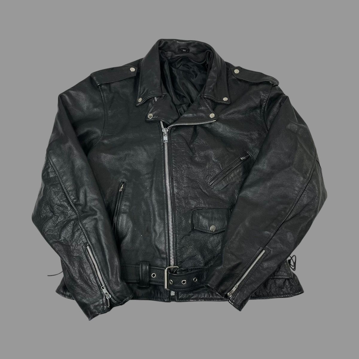 Vintage Vintage 1980s leather zip up biker jacket Size US XL / EU 56 / 4 - 1 Thumbnail