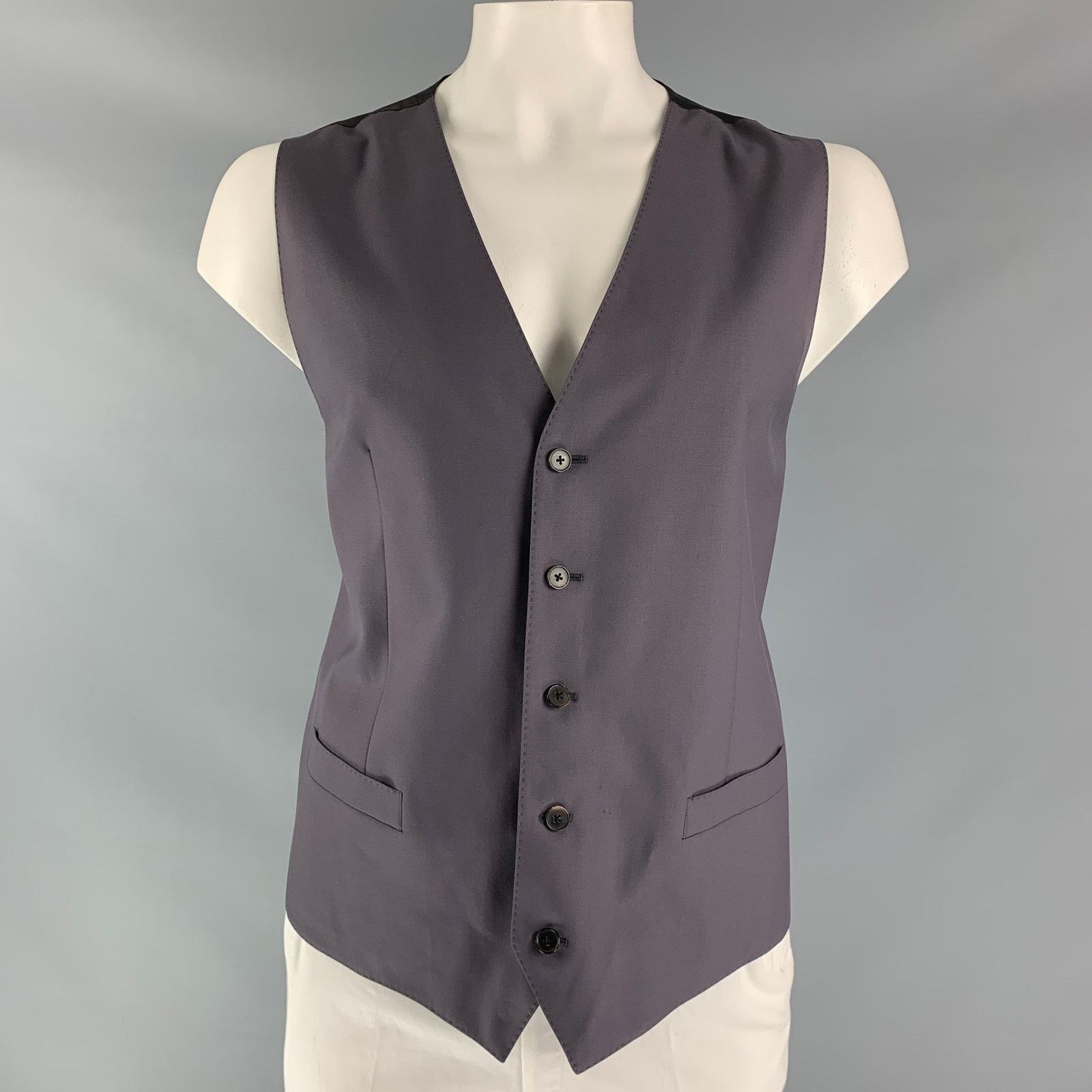 Dolce & Gabbana DOLCE & GABBANA Size 46 Solid Wool Buttoned Mauve Vest Size 46R - 1 Thumbnail