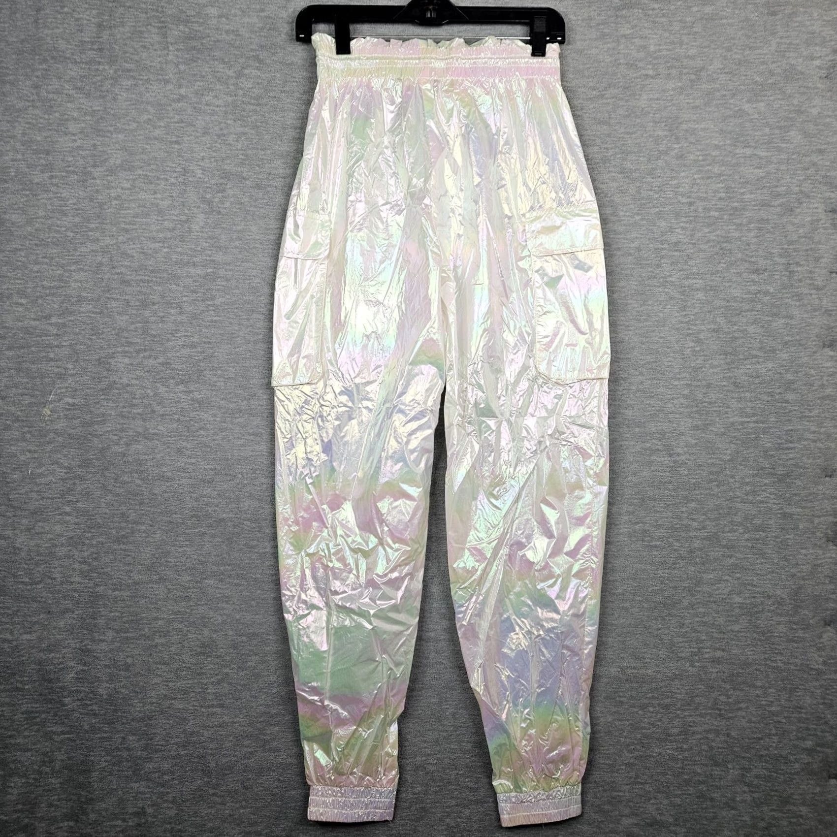 Zara ZARA Reflective Cargo High Rise No lining Jogger pant S NEW Womens Regular Pants Nylon White Size 28" / US 6 / IT 42 - 2 Thumbnail