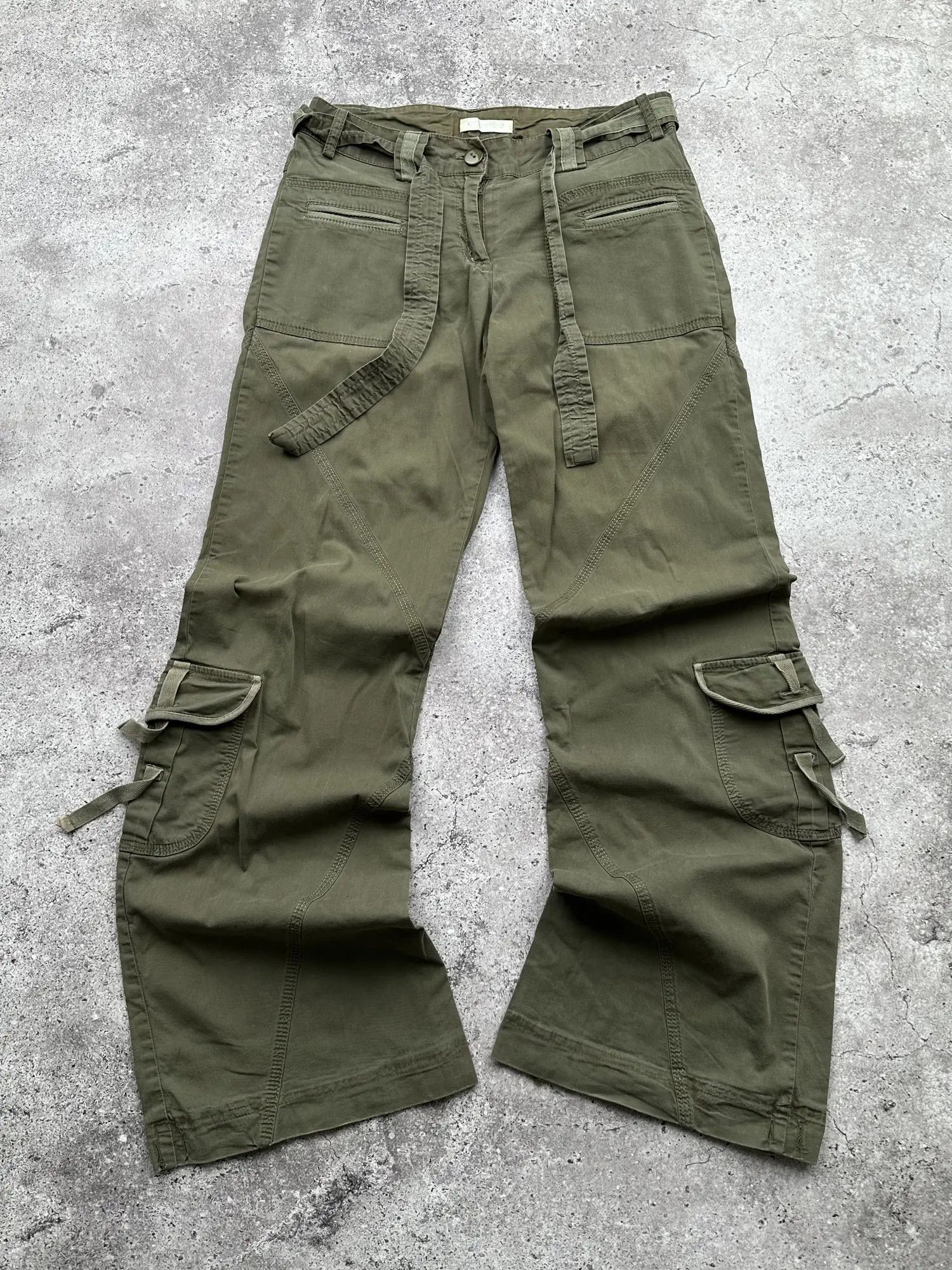 image of Avant Garde x Vintage Flare Cargo Bondage Pants in Green, Women's (Size 26)