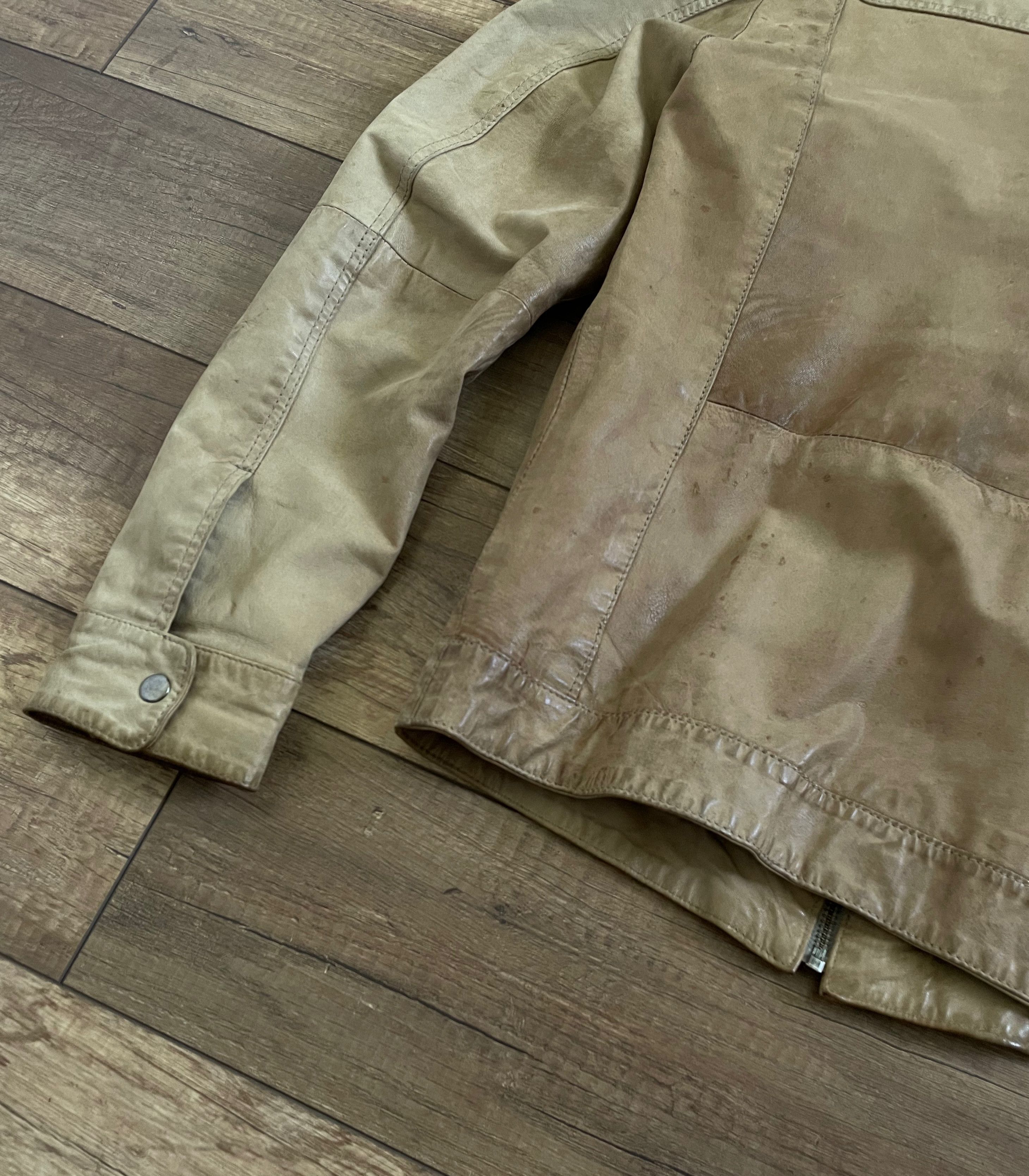 Jack & Jones Jack Jones Distressed Heavy Leather Jacket Bomber Size US L / EU 52-54 / 3 - 4 Thumbnail