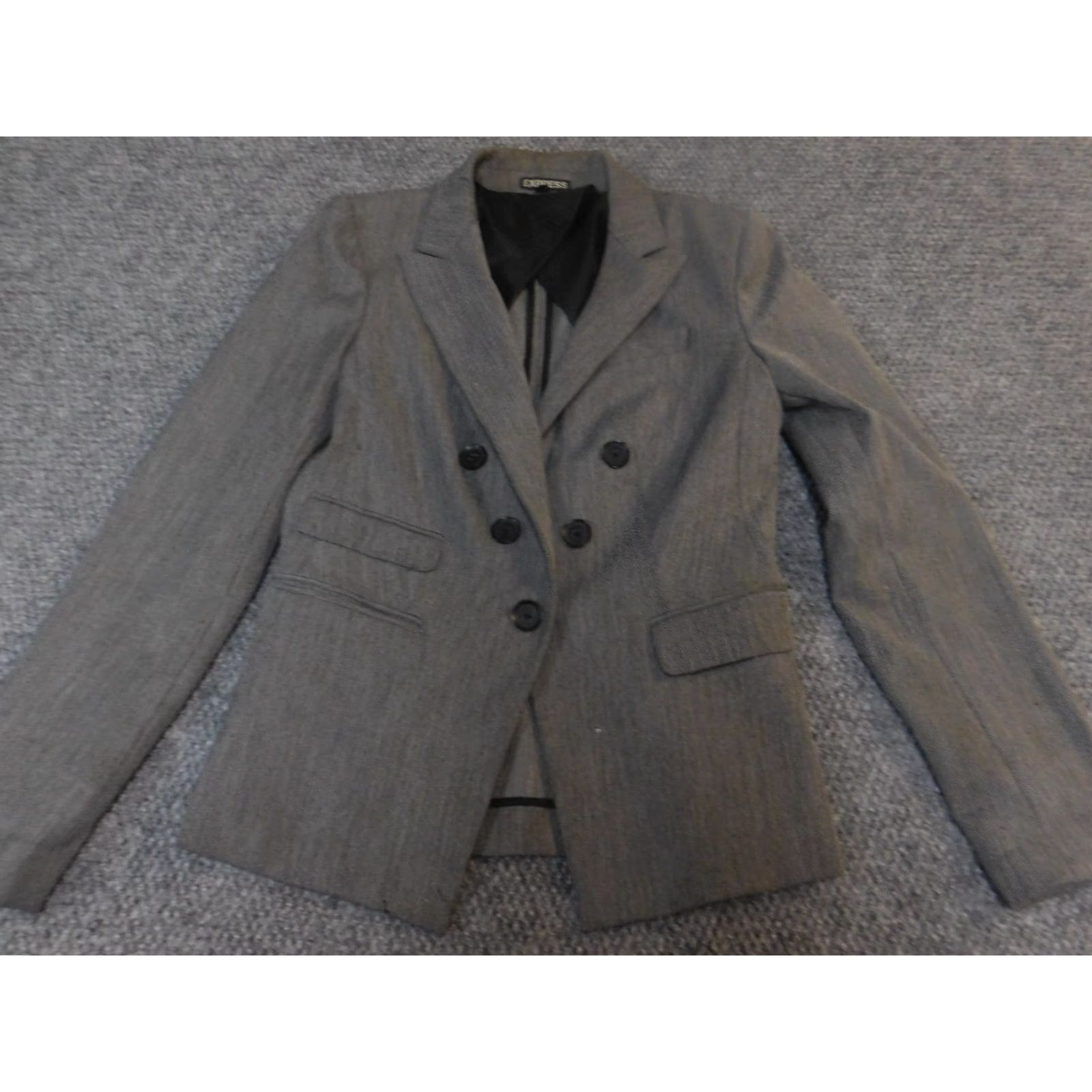 Express Express Blazer Womens 4 Gray Knit Polyester Button Classic Jacket Blazer Womens Regular Fall Spring Mens Girls Size S / US 4 / IT 40 - 2 Thumbnail