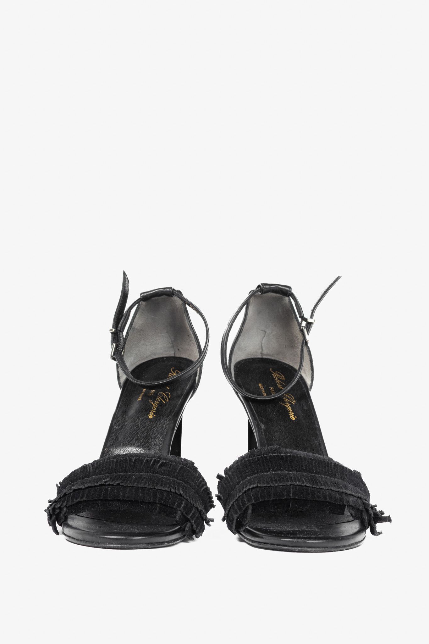 Robert Clergerie Robert Clergerie Black Suede Fringe Mirror-Heel Sandals Size US 9 / IT 39 - 2 Thumbnail