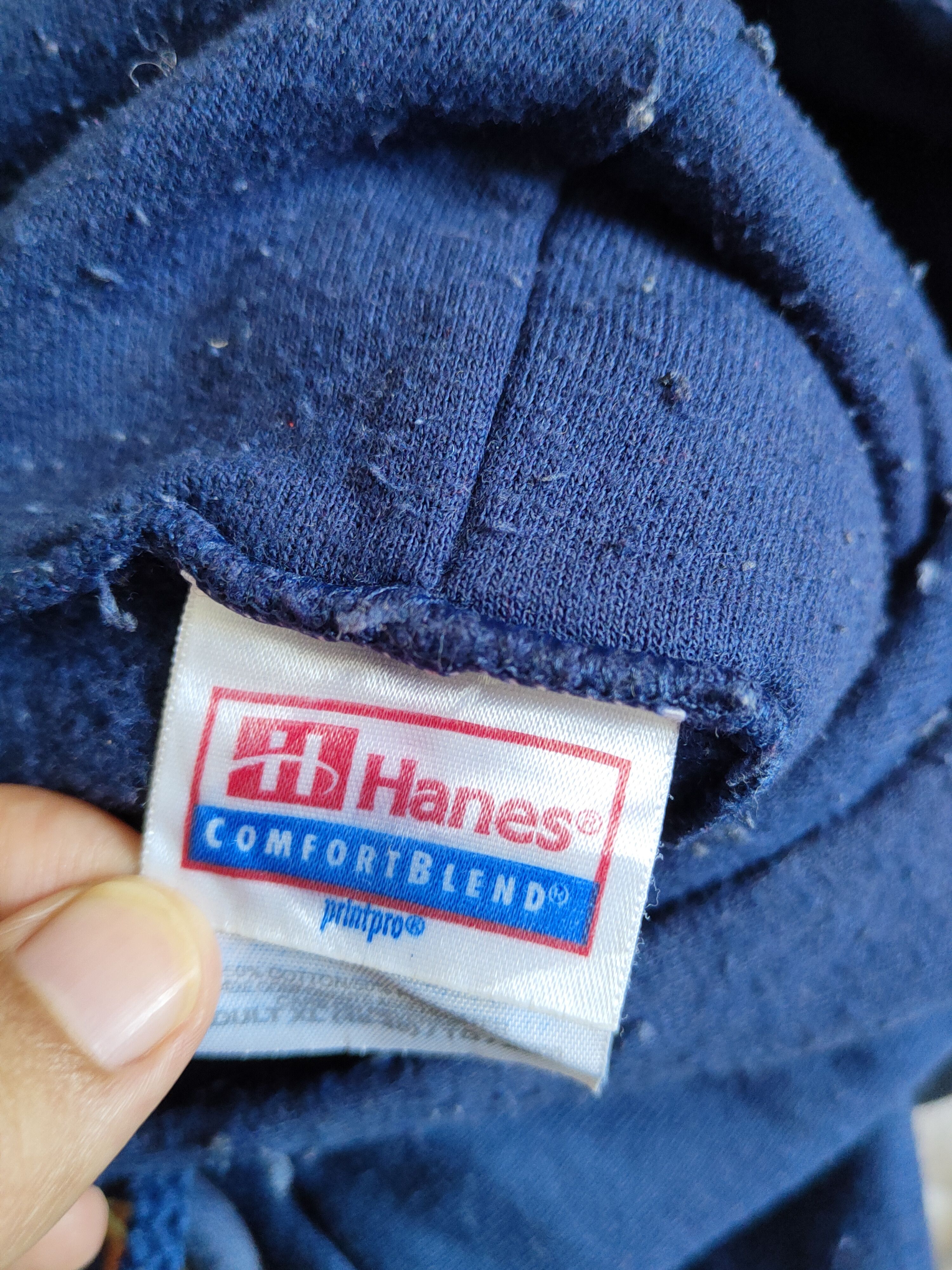 Vintage vintage Dark Blue Faded Hoodie Sweatshirts #S1864 Size US XL / EU 56 / 4 - 14 Thumbnail