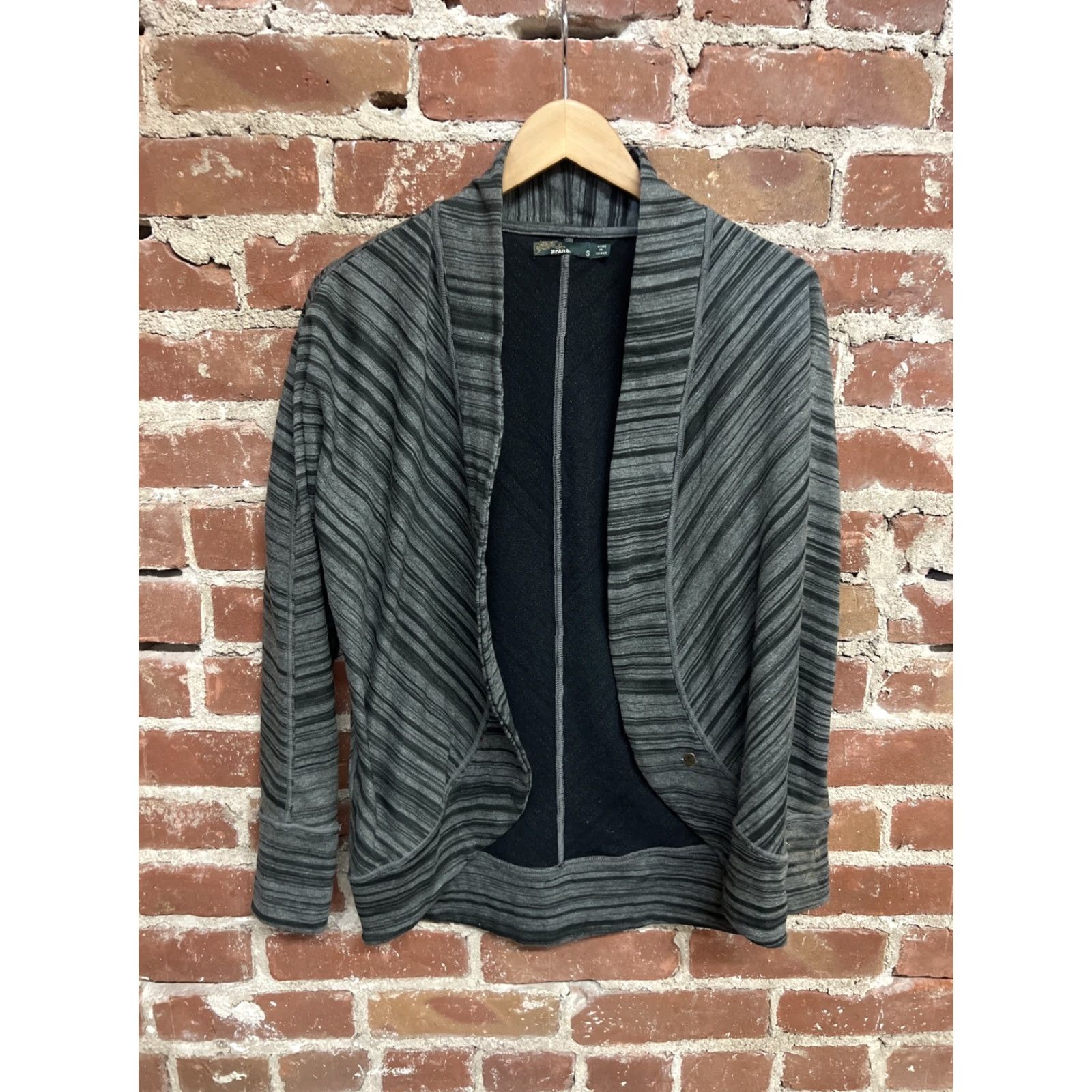 Prana prAna Women Cardigan Sweater S Green Striped Lightweight Open Stretch V-Neck Knit Size S / US 4 / IT 40 - 2 Thumbnail