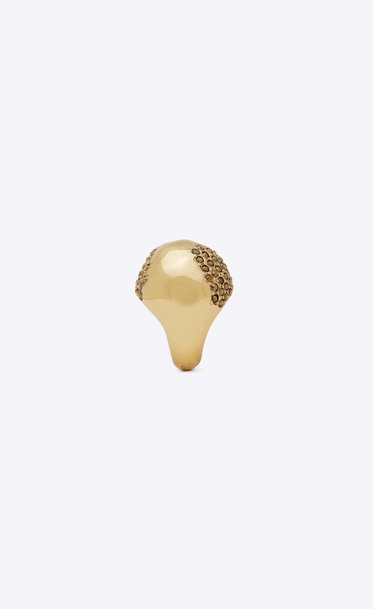 Saint Laurent Paris o1b1hav111124 Size: OS / Rhinestone Edge Egg Ring in Gold Size ONE SIZE - 3 Thumbnail