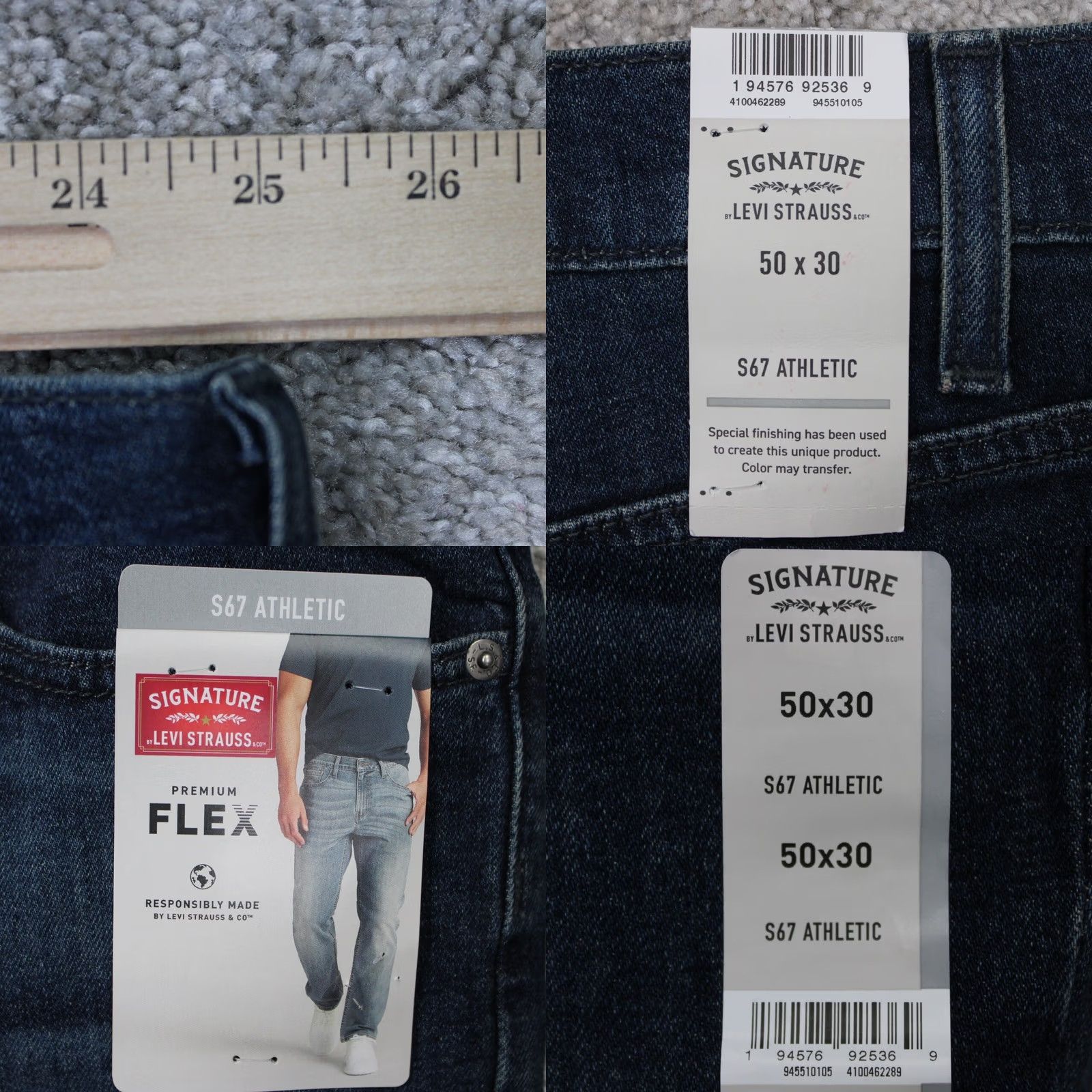 Levi's Signature by Levi Strauss Jeans Mens 50x30 Blue Athletic Premium Flex 5-Pocket Denim Jeans Straight Size US 34 / EU 50 - 8 Thumbnail