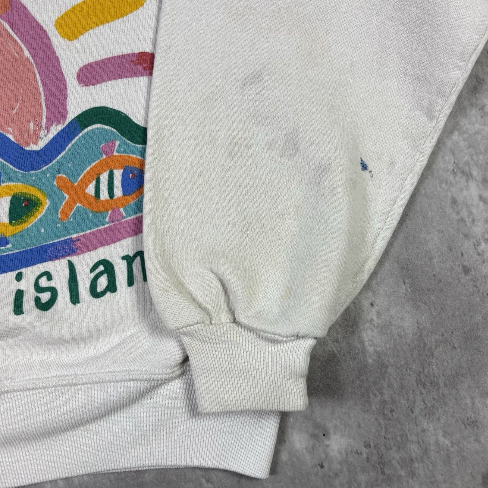 Russell Athletic VINTAGE Russell Athletic Sweatshirt Long Beach Island Sunset 90s Graphic Print Mermaid White M Mens Size US M / EU 48-50 / 2 - 4 Thumbnail