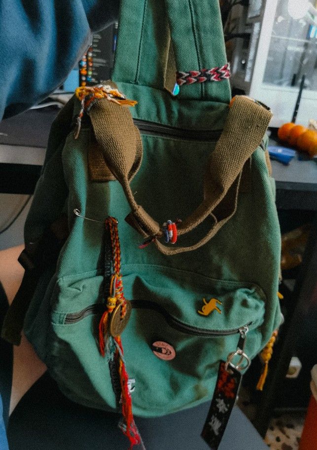 The Unbranded Brand Vintage Green Canvas Backpack Size ONE SIZE - 4 Thumbnail