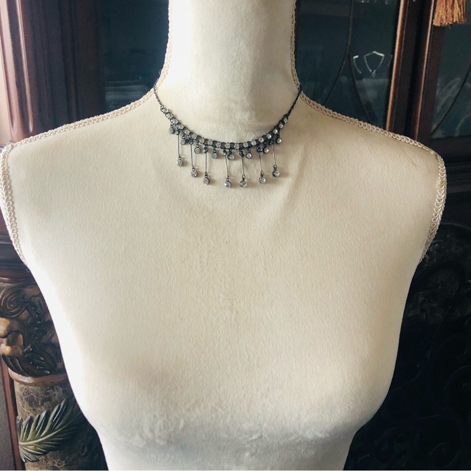 Vintage Vintage 90s elegant dangle clear stone chrome necklace Size ONE SIZE - 4 Thumbnail