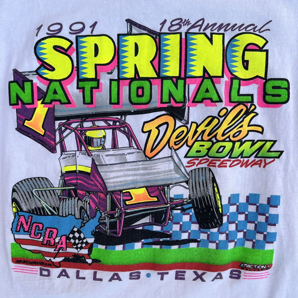 Hanes Vintage 1991 Spring Nationals Devils Bowl Racing T-Shirt Size US M / EU 48-50 / 2 - 6 Thumbnail