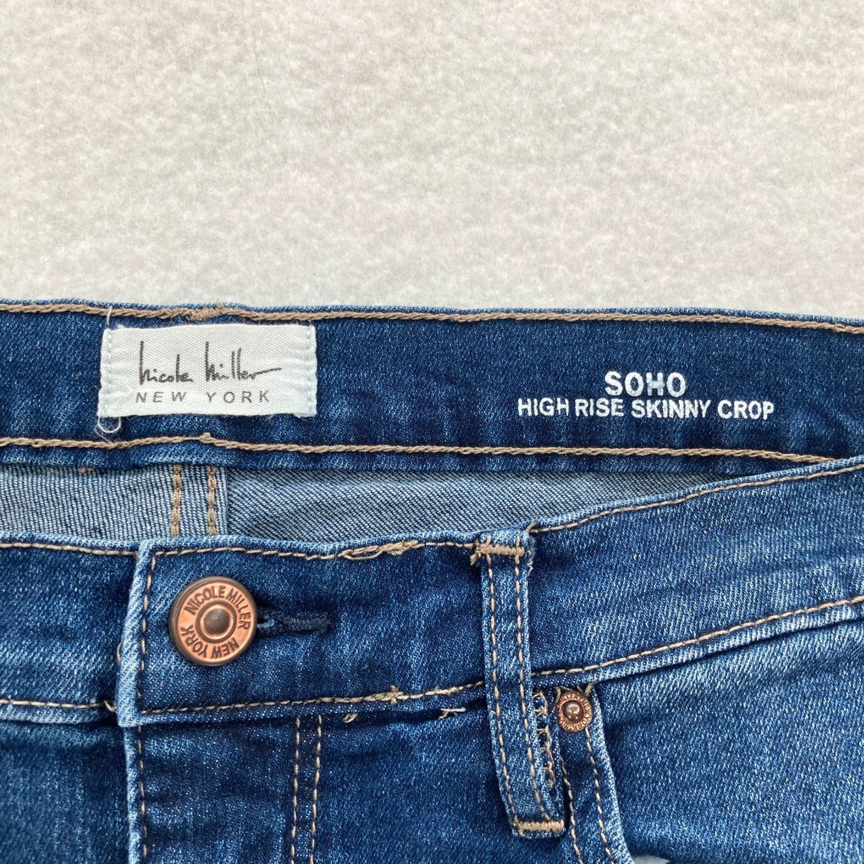 Nicole Miller Nicole Miller Soho Skinny Crop Jeans Womens 8 Blue Stretch Denim Distressed City Size 30" / US 8 / IT 44 - 4 Thumbnail