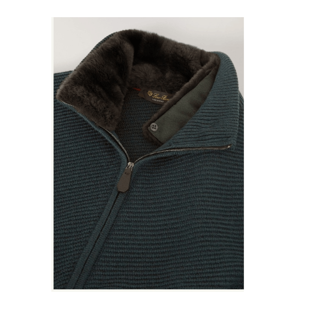 Loro Piana o1srvl11e1224 Cashmere Bomber Jacket in Dark Green Size US L / EU 52-54 / 3 - 2 Thumbnail