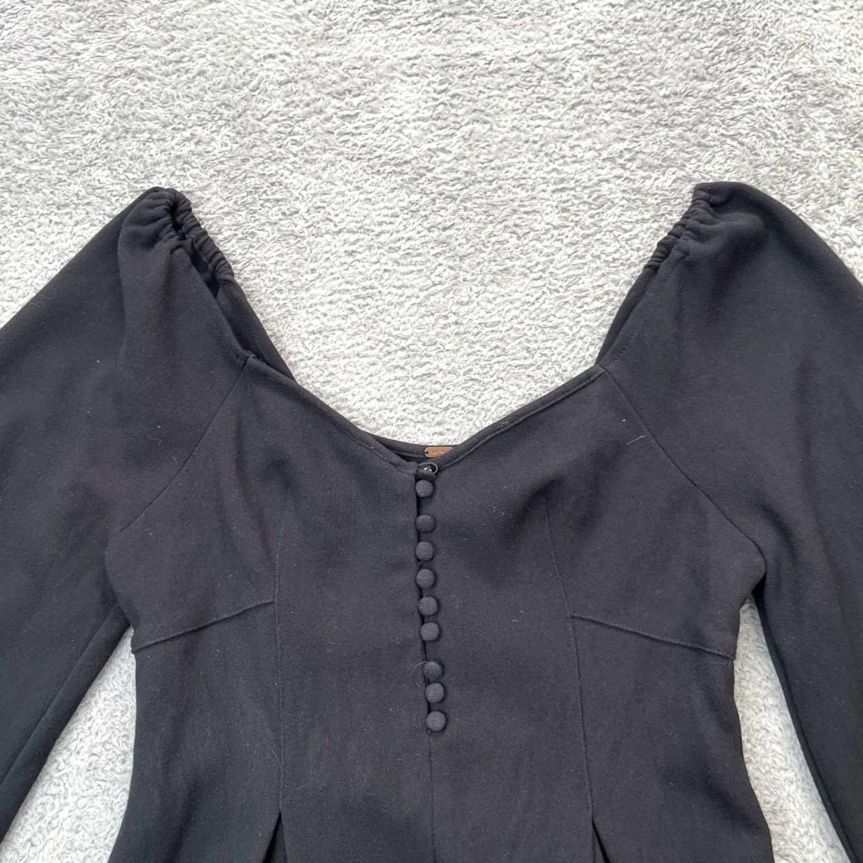Free People Free People Dress Womens 4 Black Mini Puff Sleeve Short Dress Casual Party/Cocktail Size S / US 4 / IT 40 - 6 Thumbnail