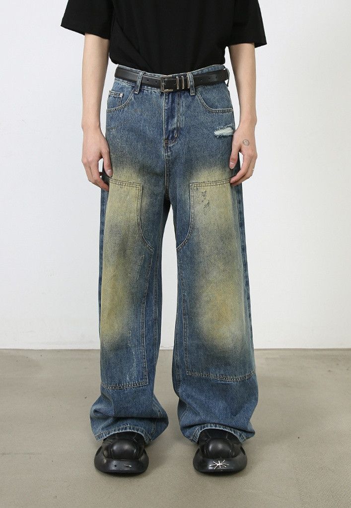 Japanese Brand × Jean Vintage distressed washed loose straight-leg work jeans Size US 32 / EU 48 - 1 Thumbnail