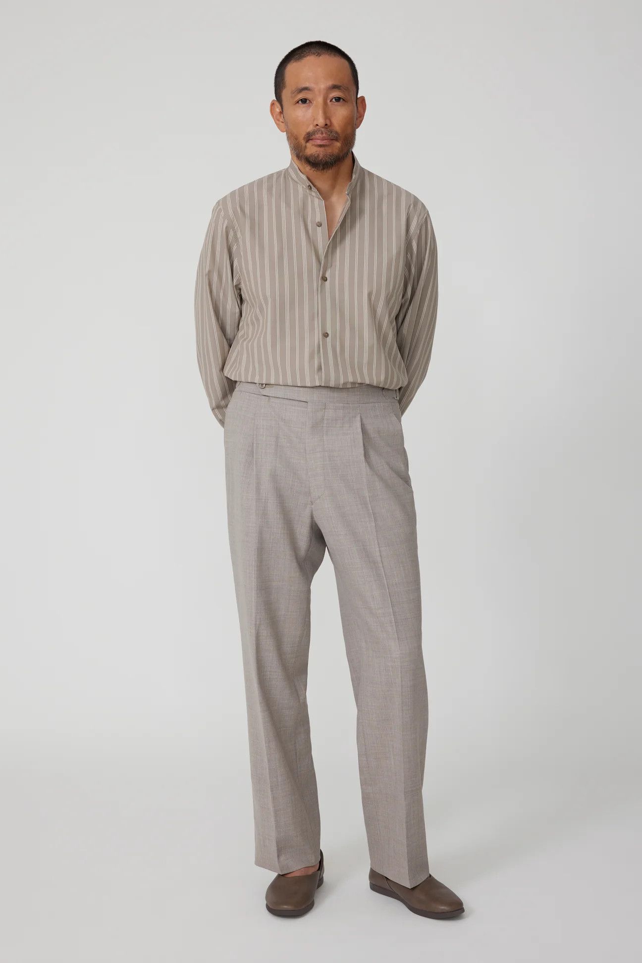 Stoffa ($2890) Taupe Undyed Wool Suit Size 42R - 6 Thumbnail