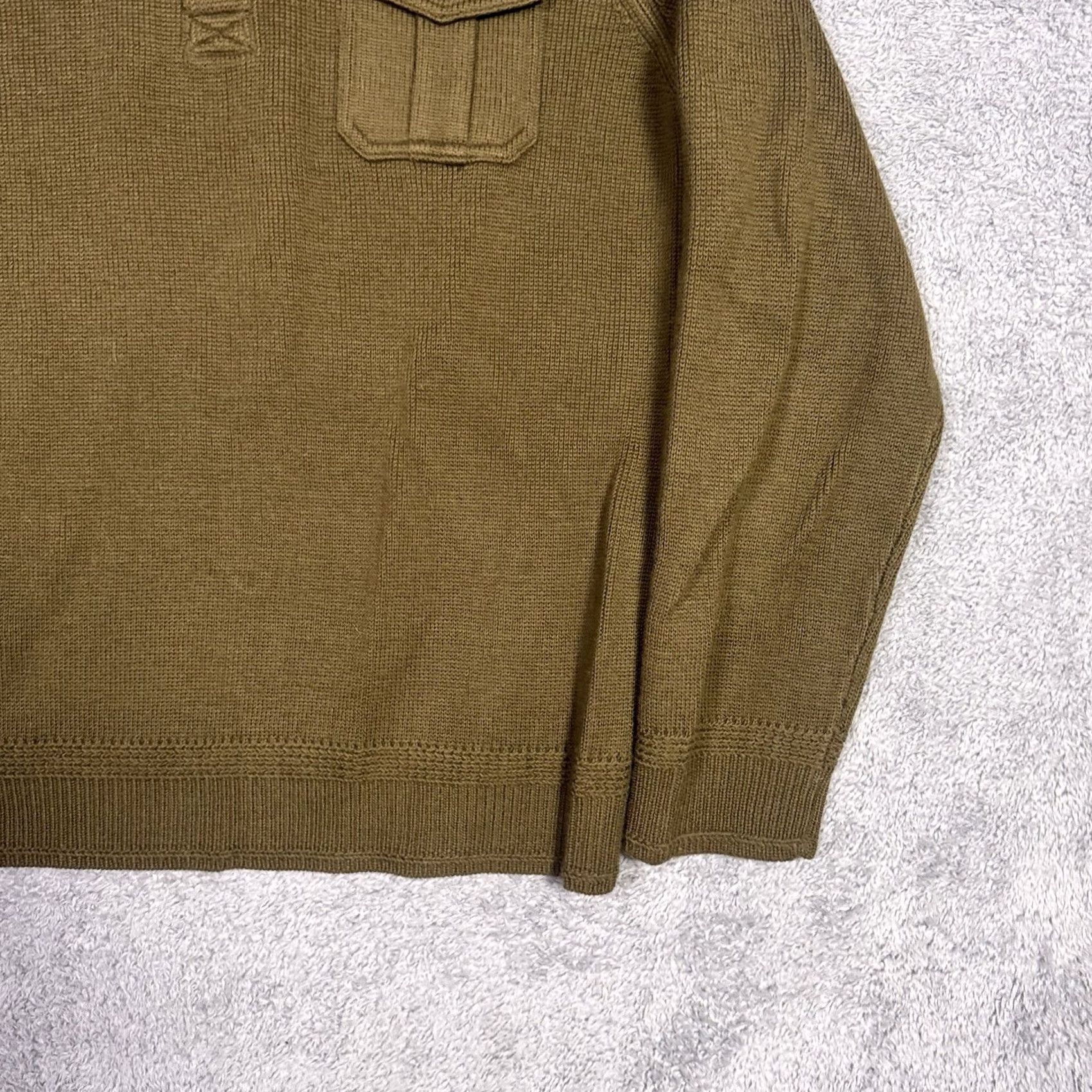 J.Crew VINTAGE J.CREW Sweater Mens XL 100% Wool Shawl Neck Jumper Military Drab Army Henley Knit Pullover Mens Gift Size US XL / EU 56 / 4 - 2 Thumbnail