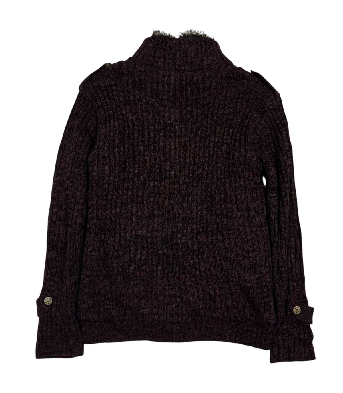 Japanese Brand Vtg🔥Japanese Brand Cable Knit Zipper Inner Fur Sweater Size US L / EU 52-54 / 3 - 2 Thumbnail