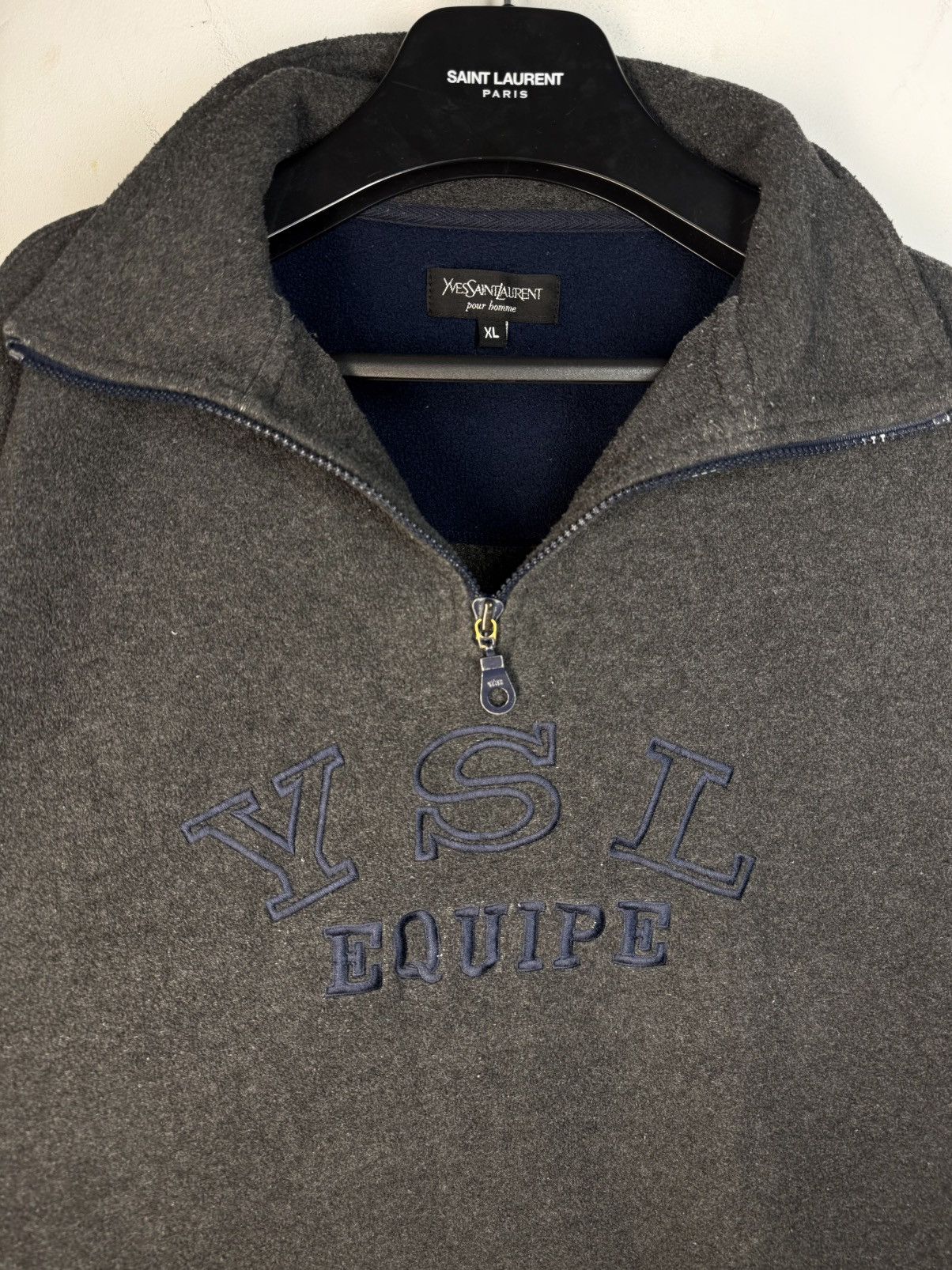 Yves Saint Laurent 90s Fleece YSL Sweatshirt Quarter Zip Vintage Yves Saint Size US XL / EU 56 / 4 - 9 Thumbnail