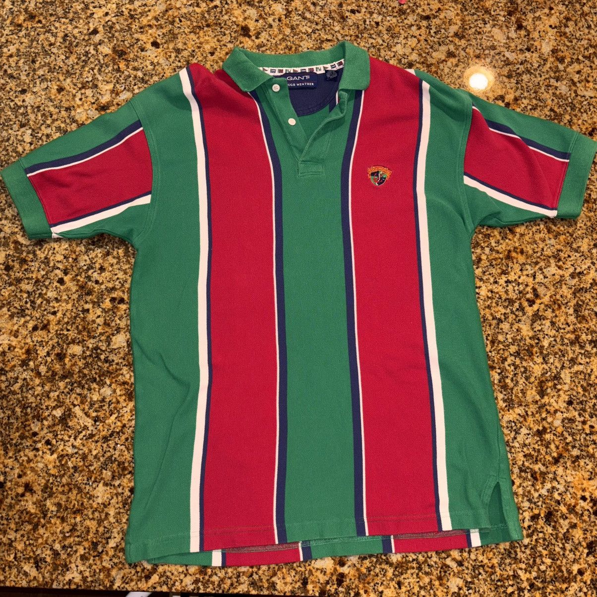 Gant Vintage GANT Rough Weather Stripe Polo – Green/Red Size US M / EU 48-50 / 2 - 1 Thumbnail