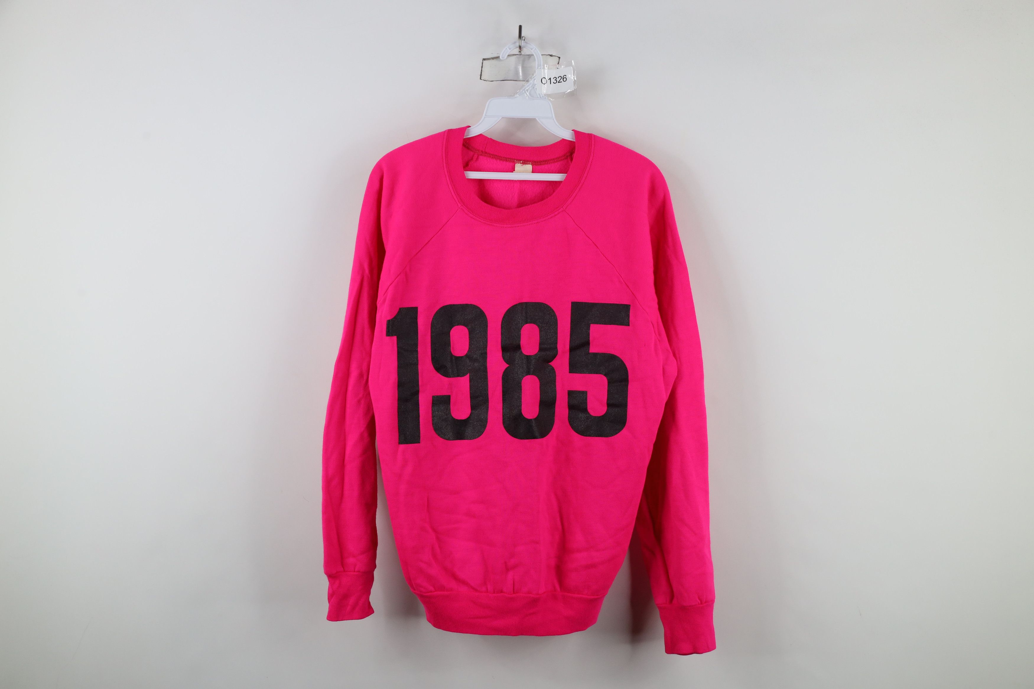 Vintage Vintage 80s Streetwear Block Number Sweatshirt Neon Pink USA Size M / US 6-8 / IT 42-44 - 1 Thumbnail