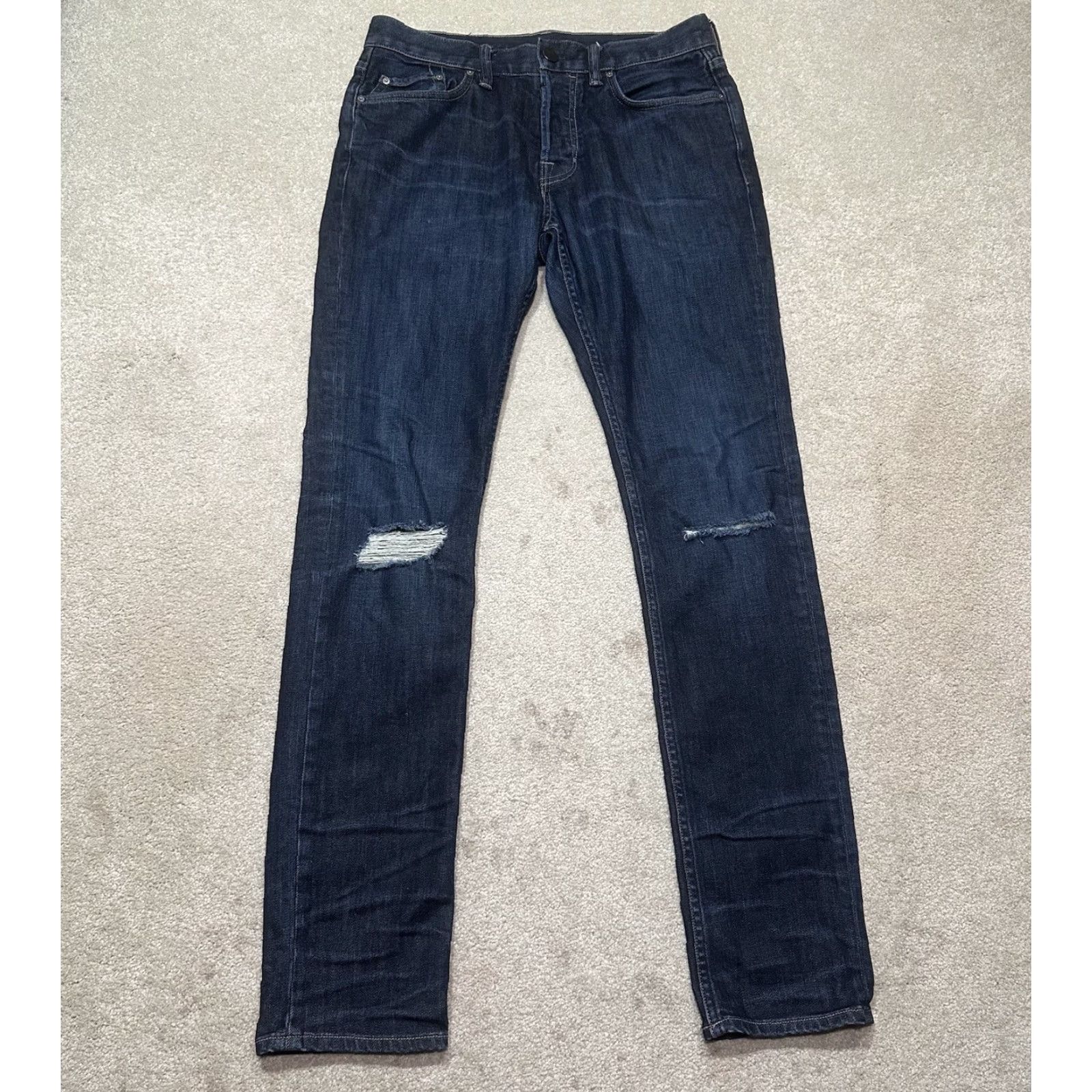 Allsaints VINTAGE All Saints Cigarette Jeans Mens Size 28x32 Blue Skinny Button Fly Destressed Size US 28 / EU 44 - 2 Thumbnail