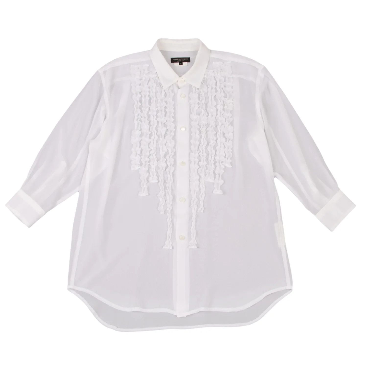 Comme des Garcons Homme Plus Sheer Frill Design Shirt in Off-White, Size S Size US S / EU 44-46 / 1 - 1 Preview