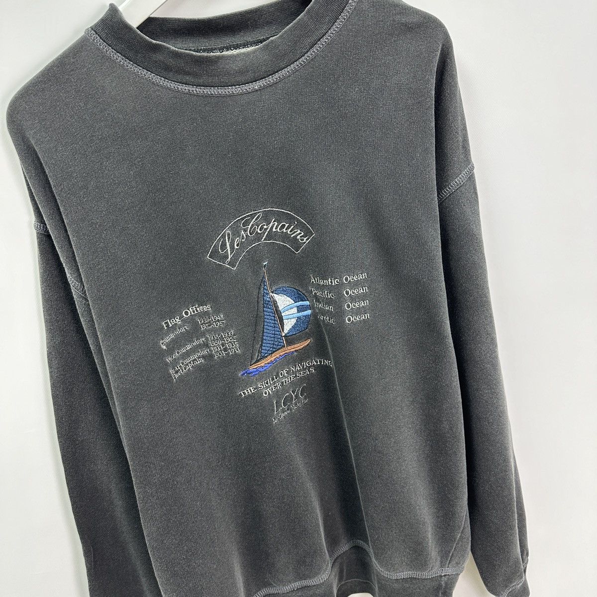 Vintage Vintage 90s Les Copains Washed Embroidered sweatshirt Italy Size US XL / EU 56 / 4 - 4 Thumbnail