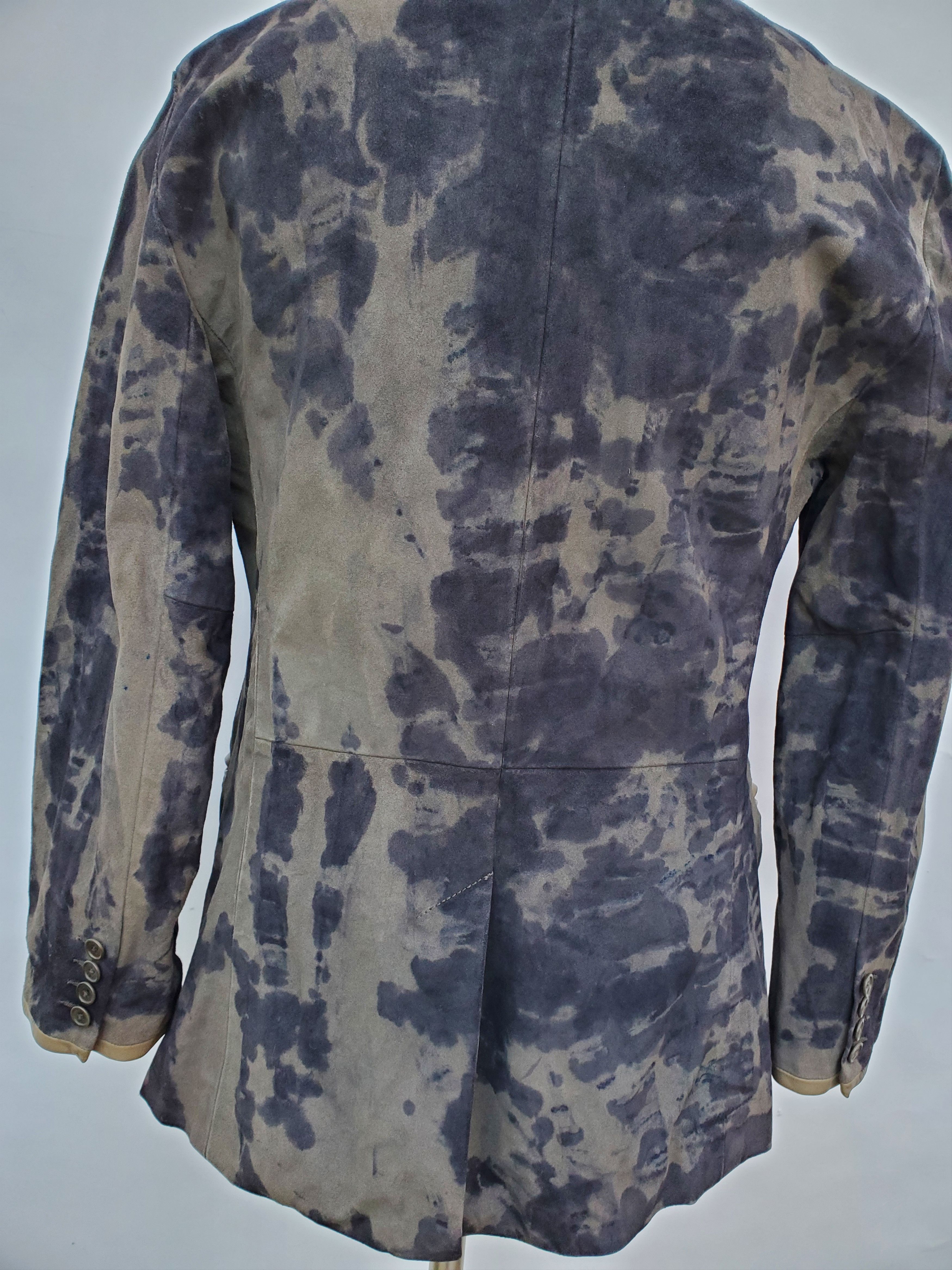 John Varvatos leather jacket tie dyed blazer black grey gray small med L Size US L / EU 52-54 / 3 - 6 Thumbnail