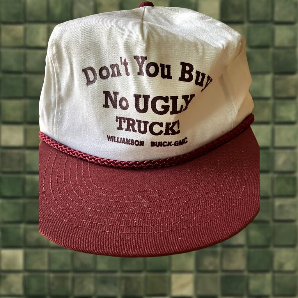 Vintage VINTAGE Nissun Don’t You Buy No Ugly Truck Williamson Buick-GMC Snapback Hat Trucker Hat Adults One Size White Cars Adjustable Men Size ONE SIZE - 1 Thumbnail