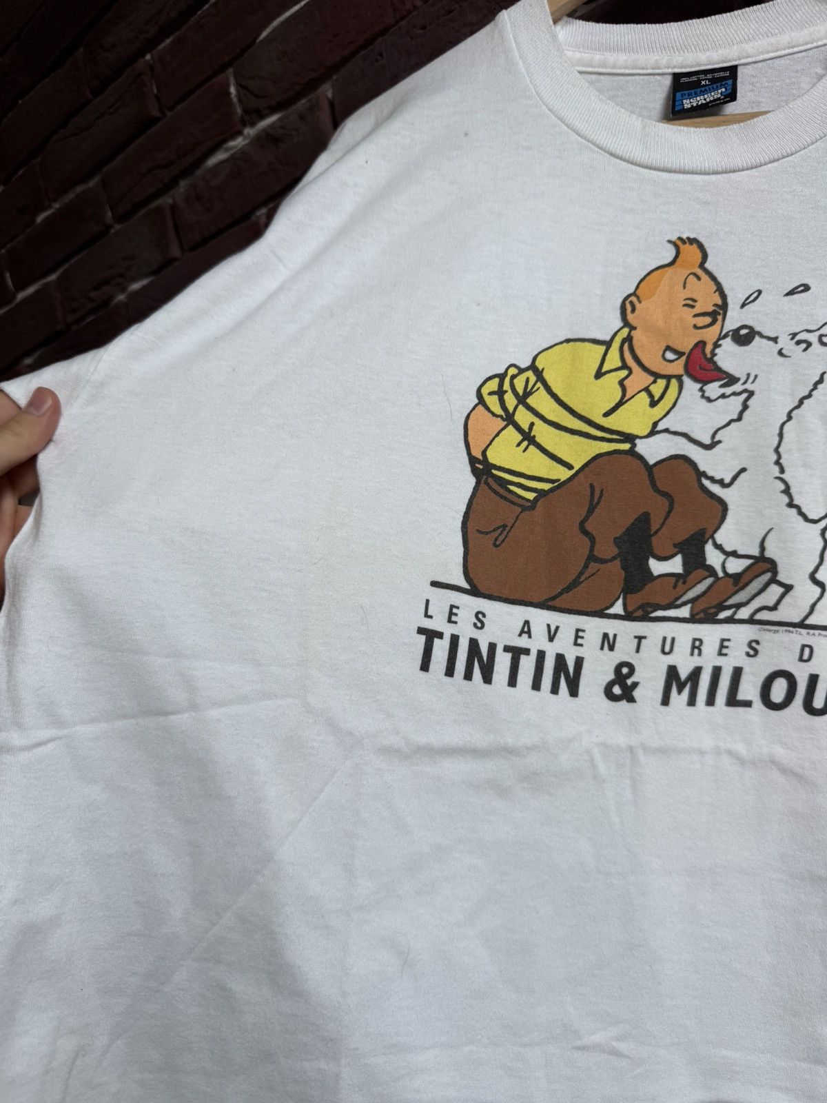 Vintage Vintage 1994 TINTIN & Milou Cartoon Movie Promo Shirt Size US XL / EU 56 / 4 - 5 Thumbnail