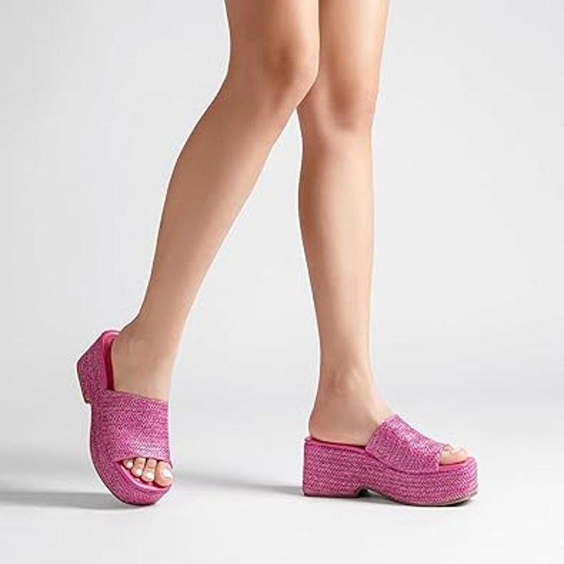 Other Dream Pairs 8.5 Hot Pink Open Toe Espadrille Sandals Size US 8.5 / IT 38.5 - 6 Thumbnail