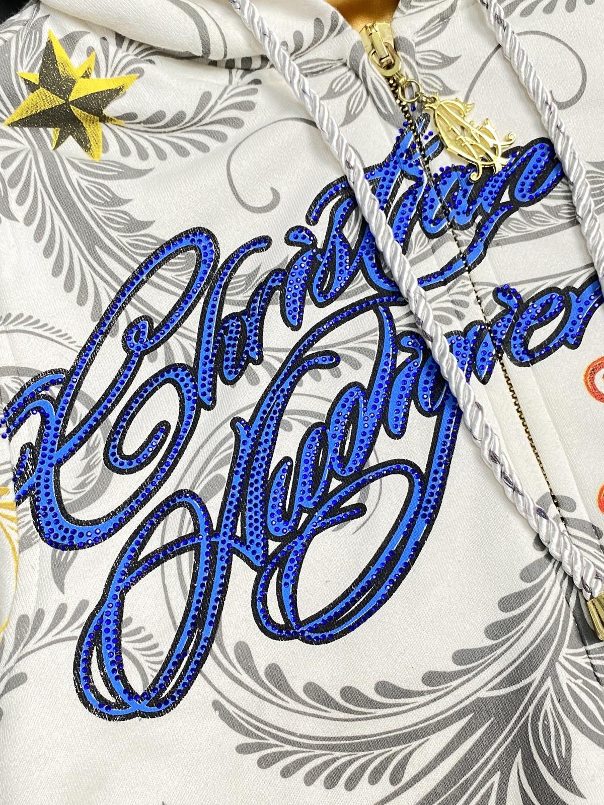 Ed Hardy Rare Ed Hardy Christian Audigier White Gold Zip Hoodie 48 Size L / US 10 / IT 46 - 3 Thumbnail