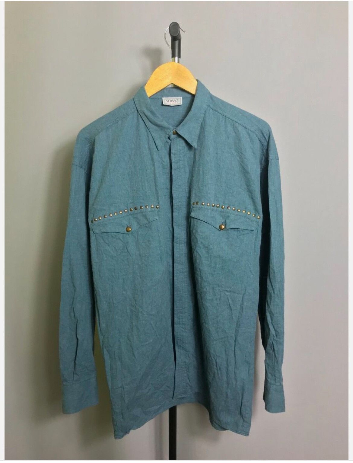 Versace × Vintage Versace Sport shirt long sleeve cotton blue luxury western Size US L / EU 52-54 / 3 - 1 Thumbnail