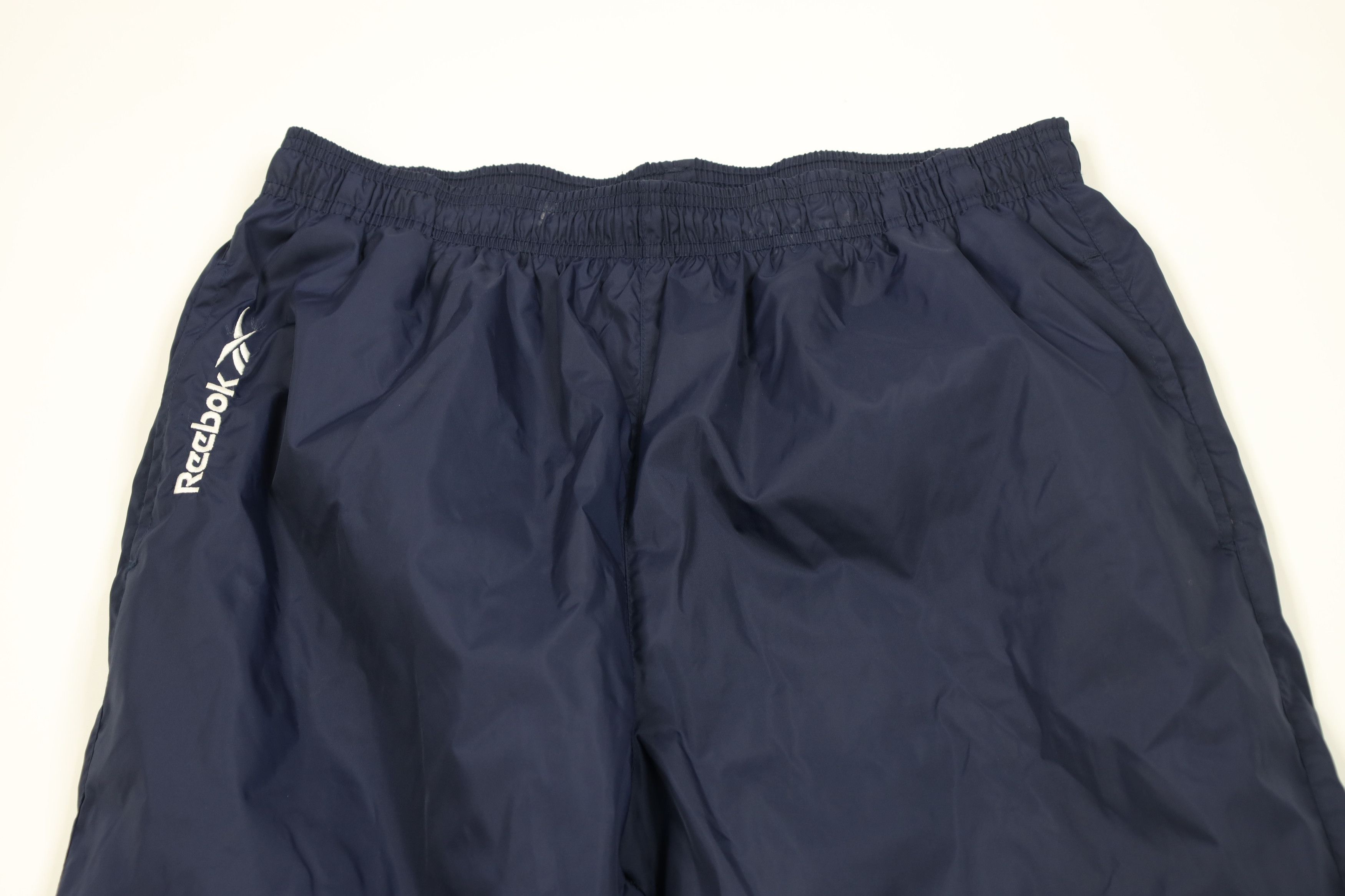 Reebok Vintage 90s Reebok Wide Leg Windbreaker Pants Navy Blue Size US 36 / EU 52 - 2 Thumbnail