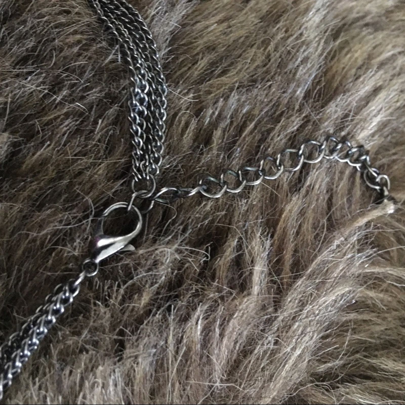 Jewelry Multi strand black chrome gold link long necklace Size ONE SIZE - 8 Thumbnail